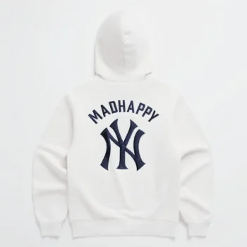 White Madhappy Yankees Embroidered Fleece Hoodie